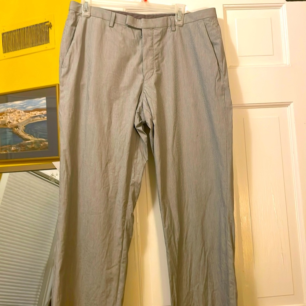 Hugo Boss dress pants 34 in waist. Faint stripe. Gray